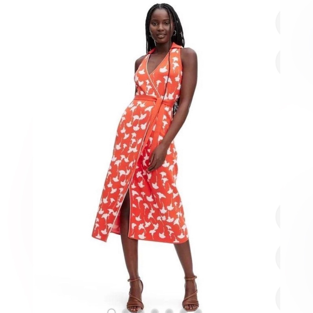 Diane Von Furstenburg x Target Orange and White Wrap Dress